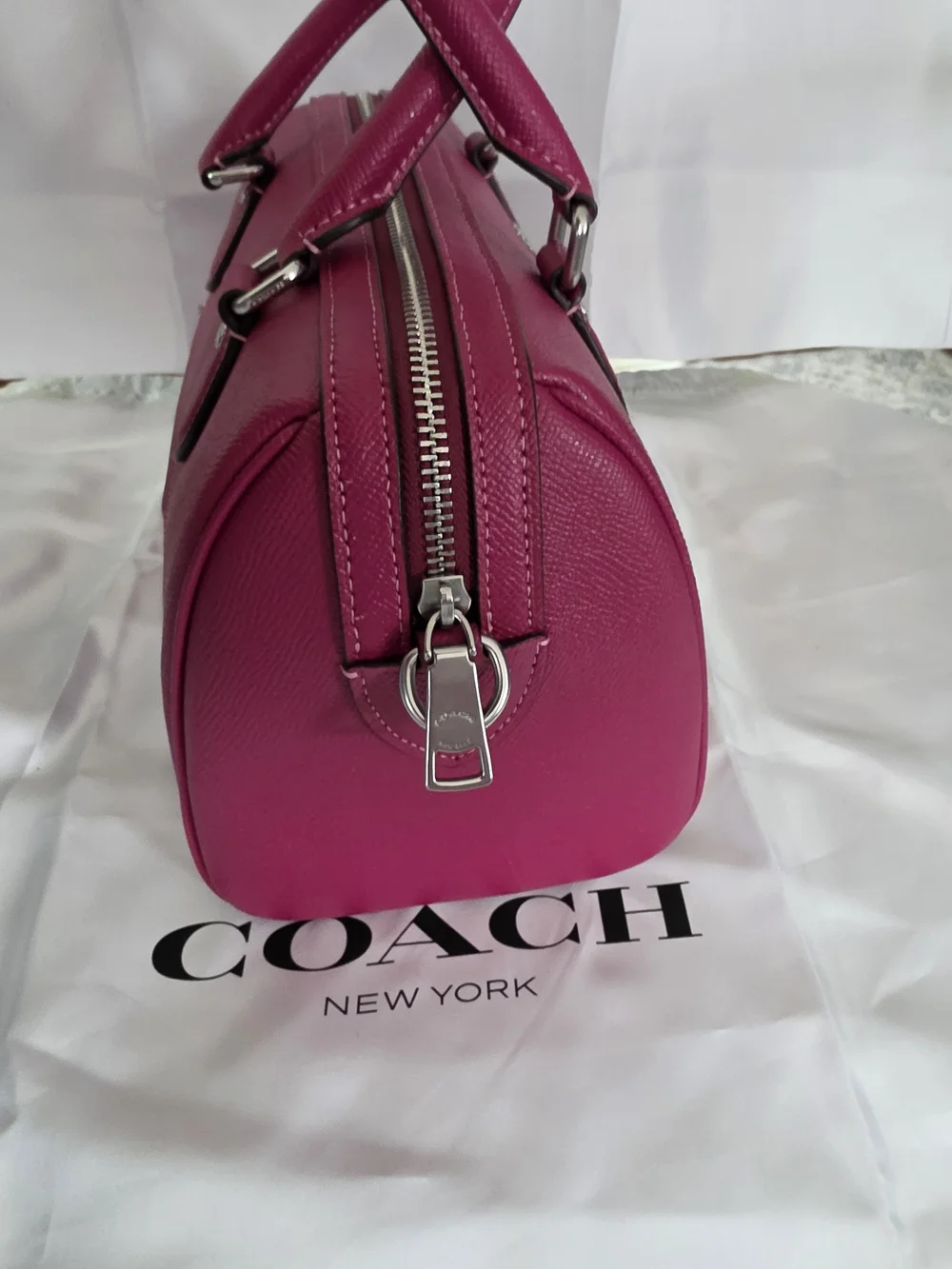 Coach Crossgrain Leather Rowan Satchel in Raspberry Pink - Picture 5 of 7